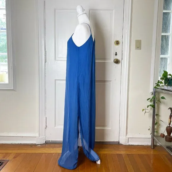 Made In Italy Vibrant Blue 100% Silk Maxi Dress | Moda Rose Style | EUC - Picture 5 of 7